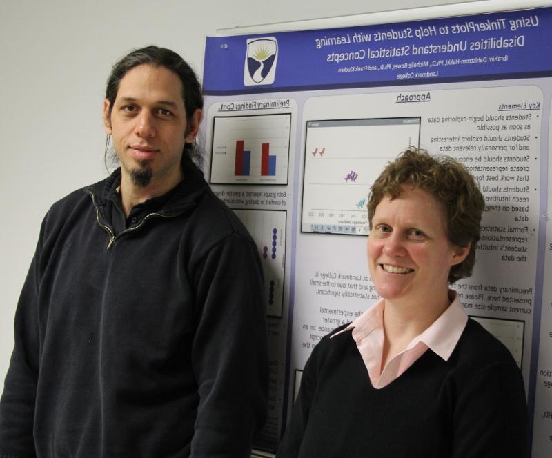 Dr. Michelle Bower and Dr. Ibrahim Dahlstrom-Hakki stand in front of poster